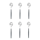 Axyaa Matte Stainless Steel Teaspoon Set for Dessert, Coffee, Ice Cream - 6 Pcs