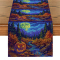 Axyaa Forest Moon Mountain Table Runner: Halloween Party Dining Centerpiece
