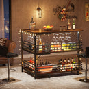 Axyaa L-Shaped Home Bar Unit with Storage Shelves and Wine Glasses Holder