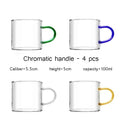 Axyaa Glass Teacup Set, Master Quality, Heat-Resistant, Kung Fu Tea Cup with Handle