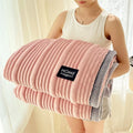 Axyaa Strip Rabbit Plush Blanket, Comfortable Child & Mother Small Quilt Blanket