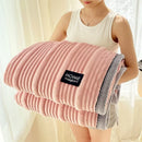 Axyaa Strip Rabbit Plush Blanket, Comfortable Child & Mother Small Quilt Blanket