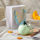 Axyaa Apple Ceramic Coffee Cup Set for Couples - Creative Christmas Gift