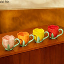Axya Tulip Ceramic Mug: Hand-painted Flower Coffee Cup, Breakfast Milk Tea Glass
