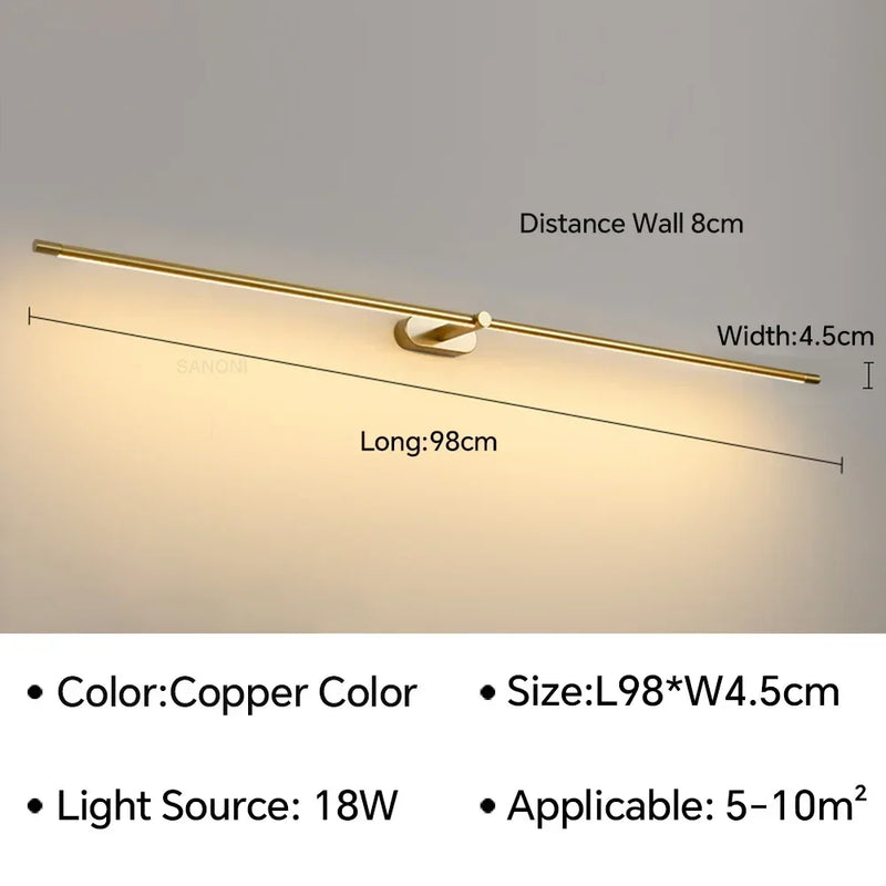 Axyaa Slim Wall Sconce Lamps Mirror Bathroom Bedroom Bedside Ceiling Light