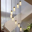 Axyaa Modern Staircase Light Disc Chandelier for Duplex Loft, Living Room Lighting