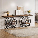 Axyaa Industrial 4-Tier Console Table, 39.4" Entryway Sofa Table with Thickened Top