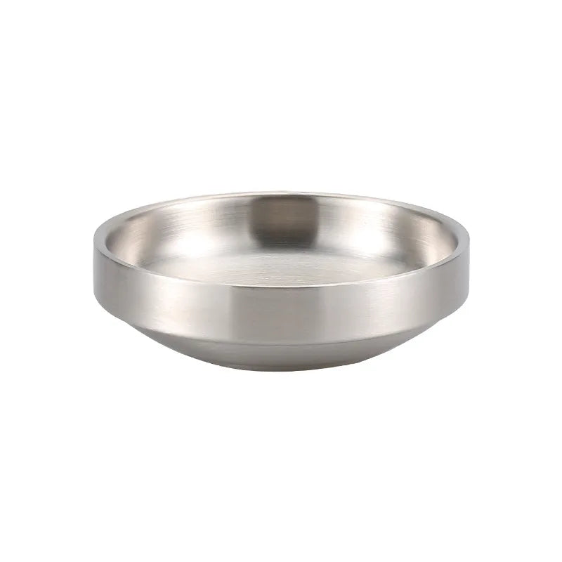 Axyaa Stainless Steel Dipping Bowl Double Layer Round Serving Plate