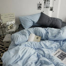Axyaa Double Washed Cotton Bedding 4pc Set - High Quality Solid Color Premium Bed Linen