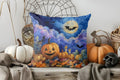 Halloween Pillow Cover Ghosts & Black Cat Design by Axyaa