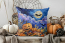 Halloween Pillow Cover Ghosts & Black Cat Design by Axyaa