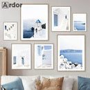 Axyaa Santorini Ocean Seascape Canvas Wall Art Painting Print for Living Room Decor