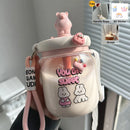 Axyaa Kawaii Jumbo Boba Cup: Large Cute Stirring Water Bottle for Girls - Dual Drinking Cups