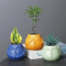 Ceramic Human Face Flowerpot by Axyaa