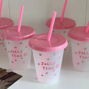 Axyaa Kawaii Water Bottle Tumbler with Straw and Lid - Cute Cold Drink Cup