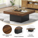 Axyaa LED Square Coffee Table | Rustic Brown & Black | Low Profile Living Room Table