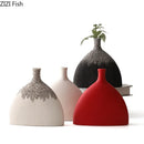 Axyaa Geometric Circular Ceramic Vase Desk Decoration Modern Home Decor Crafts
