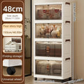 Axyaa Foldable Storage Cabinet, 3-6 Tier, Rolling Wheels, Bathroom/Bedroom/Living Room Organization