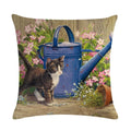 Axyaa Cute Cat Pet Pattern Pillow Cover Linen Throw Pillow 45*45cm
