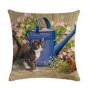 Axyaa Cute Cat Pet Pattern Pillow Cover Linen Throw Pillow 45*45cm