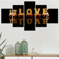 Axyaa Black Love Text Wooden Letters Canvas Wall Art Home Decor - 5 Piece Set