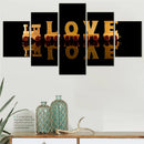 Axyaa Black Love Text Wooden Letters Canvas Wall Art Home Decor - 5 Piece Set