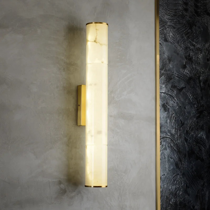Natural Marble LED Wall Lights by Axyaa - Copper Parlor Dining Room SconcesLuxury Bedroom Art Deco Drop