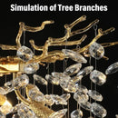 Axyaa Gold Branch Crystal Chandelier Light - Rectangular Ceiling Chandelier