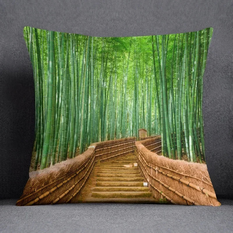 Axyaa Bamboo Forest Pillow Cover Series for Home Office Bedroom Sofa Car