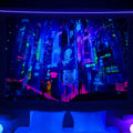 Axyaa Neon Anime Punk Wall Hanging - Vibrant Fluorescent Tapestry for Home Decor