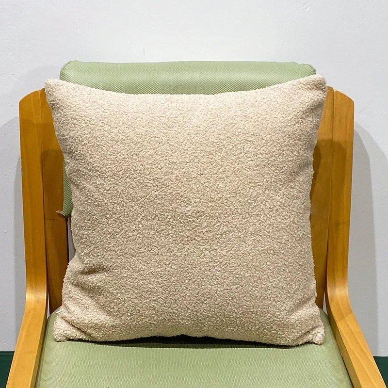 Axyaa Teddy Faux Fur Cushion Cover - Nordic Style Cozy Plush Pillowcase