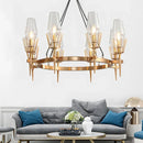 Axyaa Gold Lustre Glass Chandelier: Luxe Pendant Lighting for Living Room, Dining Room, Bedroom