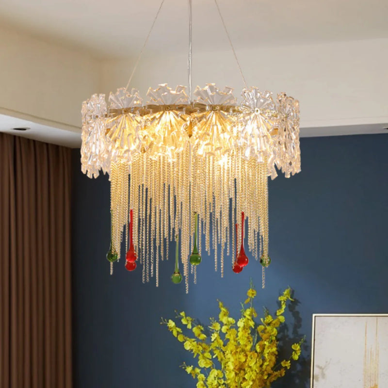 Axyaa Water Drop Tassel Chandelier: Luxury LED Home Decor Fixture