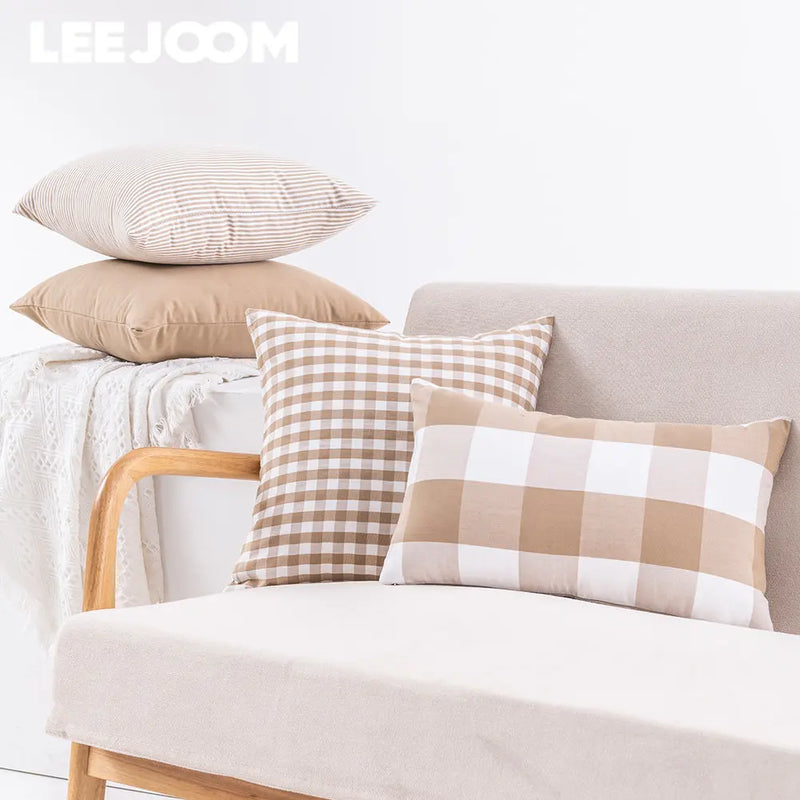 Axyaa Plaid Striped Pillow Covers - Decorative Cushion Cases for Home Sofa