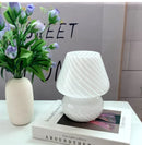 Axyaa Striped Mushroom LED Desk Lamp - Korean Ins Style Bedside Glass Light