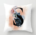 Axyaa Flower Cat Alphabet Pillowcase 45x45cm Cushion Cover, Modern Home Decor