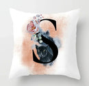 Axyaa Flower Cat Alphabet Pillowcase 45x45cm Cushion Cover, Modern Home Decor
