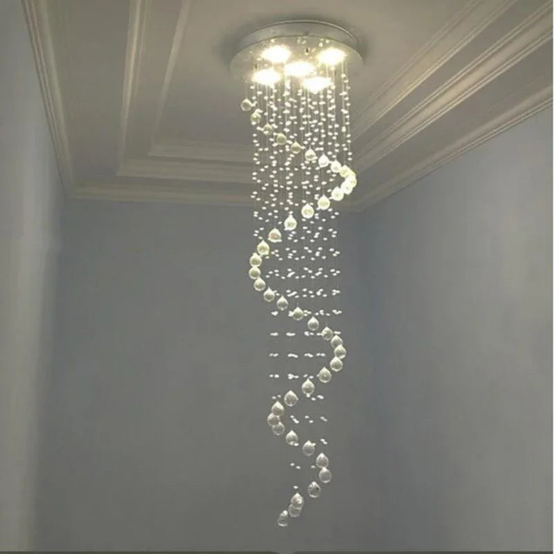 Luxury Crystal Chandelier by Axyaa: Modern LED Pendant Light for Staircase, Hotel, Bedroom