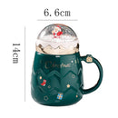 Axyaa Santa Claus Ceramic Coffee Mug with Snow Globe Lid - Christmas Gift