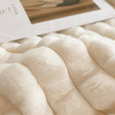 Axyaa Luxe Double Layer Faux Rabbit Fur Throw: Soft & Warm White Striped Blanket