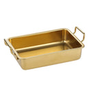Axyaa Stainless Steel Food Storage Tray with Handle, Silver Gold Pastry Pan BBQ Dish