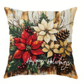 Festive Poinsettias & Bells Pillow Covers by Axyaa - Decorative Cushion Cover for Sofa, Bedroom & Car