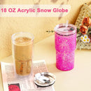 Axyaa Double-Layer Snowball Tumbler with Lid, Straw, and Pre-Drilled Hole