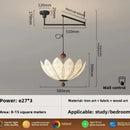 Axyaa Lotus Fabric Pendant Light for Bedroom Living Room Solid Wood Restaurant