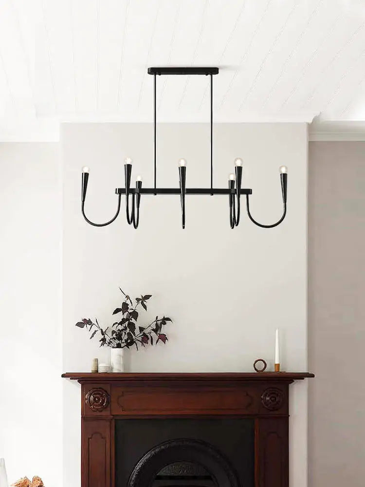 Axyaa Black Pendant Light: Luxury Candle Hanging Chandelier for Kitchen Island and Home Decor