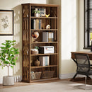Axyaa 6-Tier Freestanding Wood Bookcase, 75-Inch Tall Large Display Shelves
