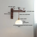 Axyaa Antique Brass Wall Lamp with Amber Glass Shade for Home Decor