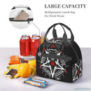 Axyaa Black Satan Skull Insulated Lunch Bag Esoteric Halloween Demon Circle