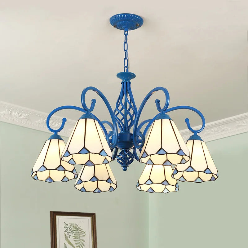 Axyaa Retro LED Chandelier Tiffany Lampshade for Home Lighting