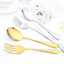 Axyaa Mirror Gold Stainless Steel Flatware Set - 4Pcs Dinnerware Cutlery Kit